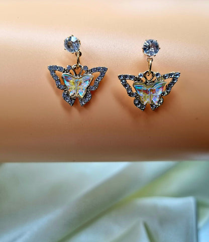 Sparkling  rhinestones Butterfly Earrings in various color