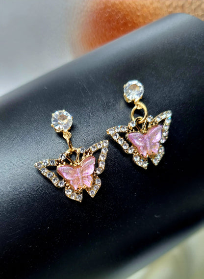 Sparkling  rhinestones Butterfly Earrings in various color