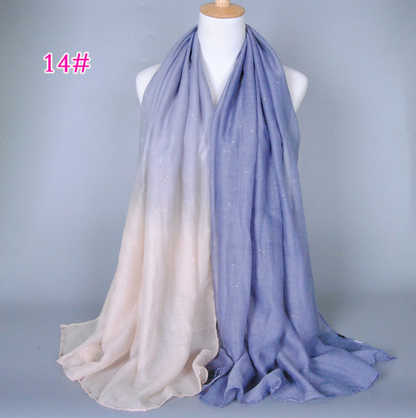 New cotton and linen Balinese women's scarf Classic hot stamping gradient autumn and winter women's scarf