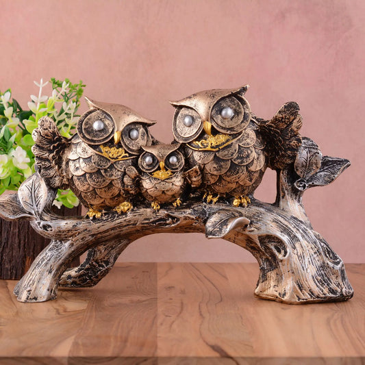 M/S PREM CRAFTS  Owl Family Sitting on Tree Decorative Bird Showpieces Statue for Home Decor Living Room Bedroom Wall Shelf Table Top Garden Decoration Items -4 M/S PREM CRAFTS