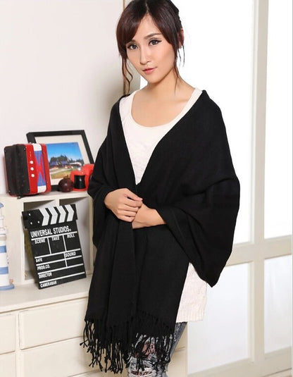 The Winter Scarf Cashmere Scarf fringed shawl collar ladies Plaid long scarf one generation