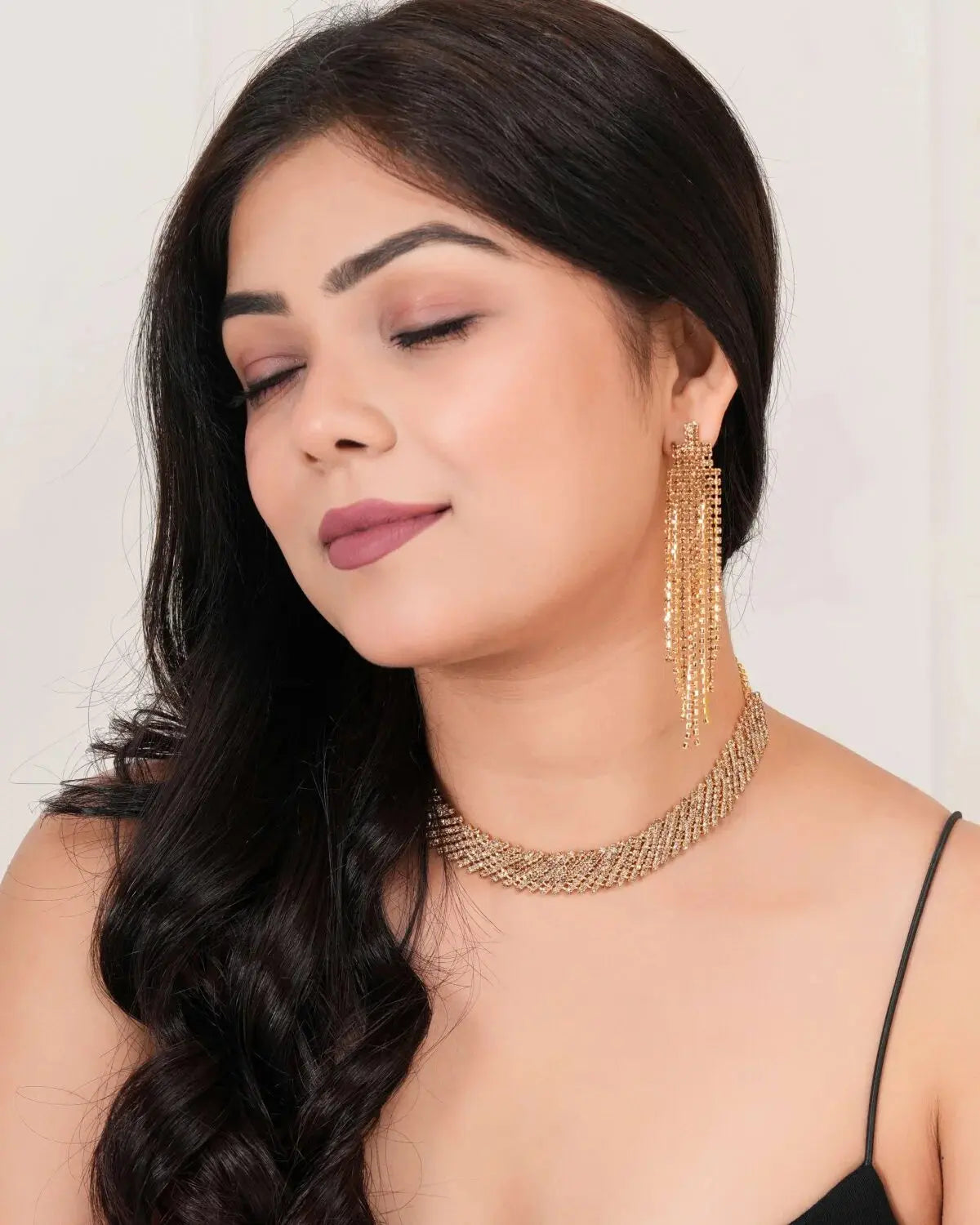 Women’s Indo-Western Drop Dangles Earring With Necklace For Women Fashion Jewellery for women Artificial Earrings and Necklace For women (Golden) Attractive Sister
