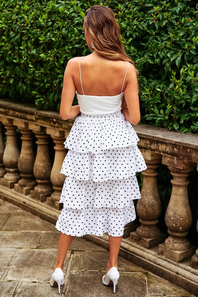 Polka Dot Folded Cake Skirt