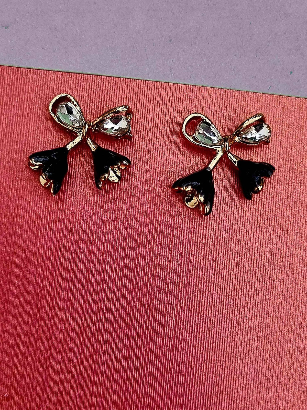 Black Bow Tulip Studs - Attractive Sister