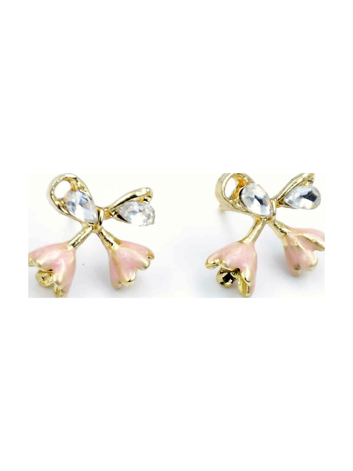 Pink Bow Tulip Studs - Attractive Sister