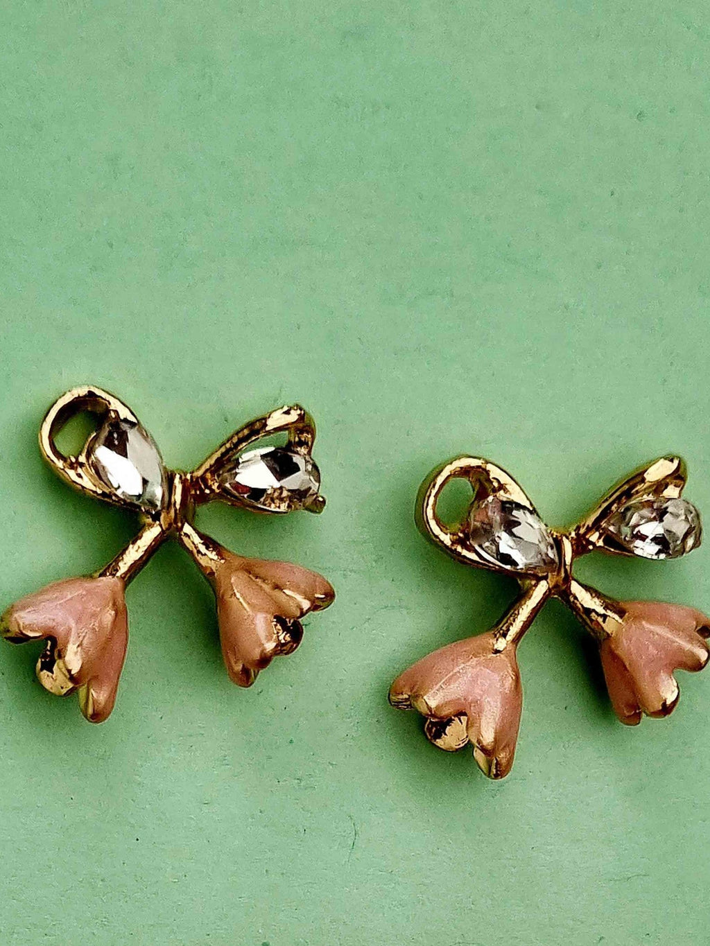Pink Bow Tulip Studs - Attractive Sister