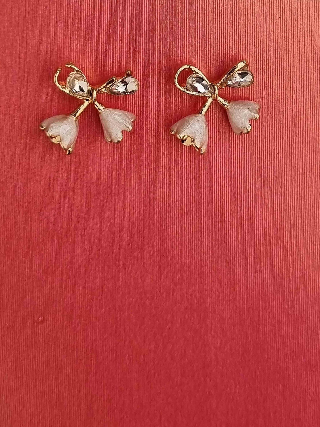 Pink Bow Tulip Studs - Attractive Sister