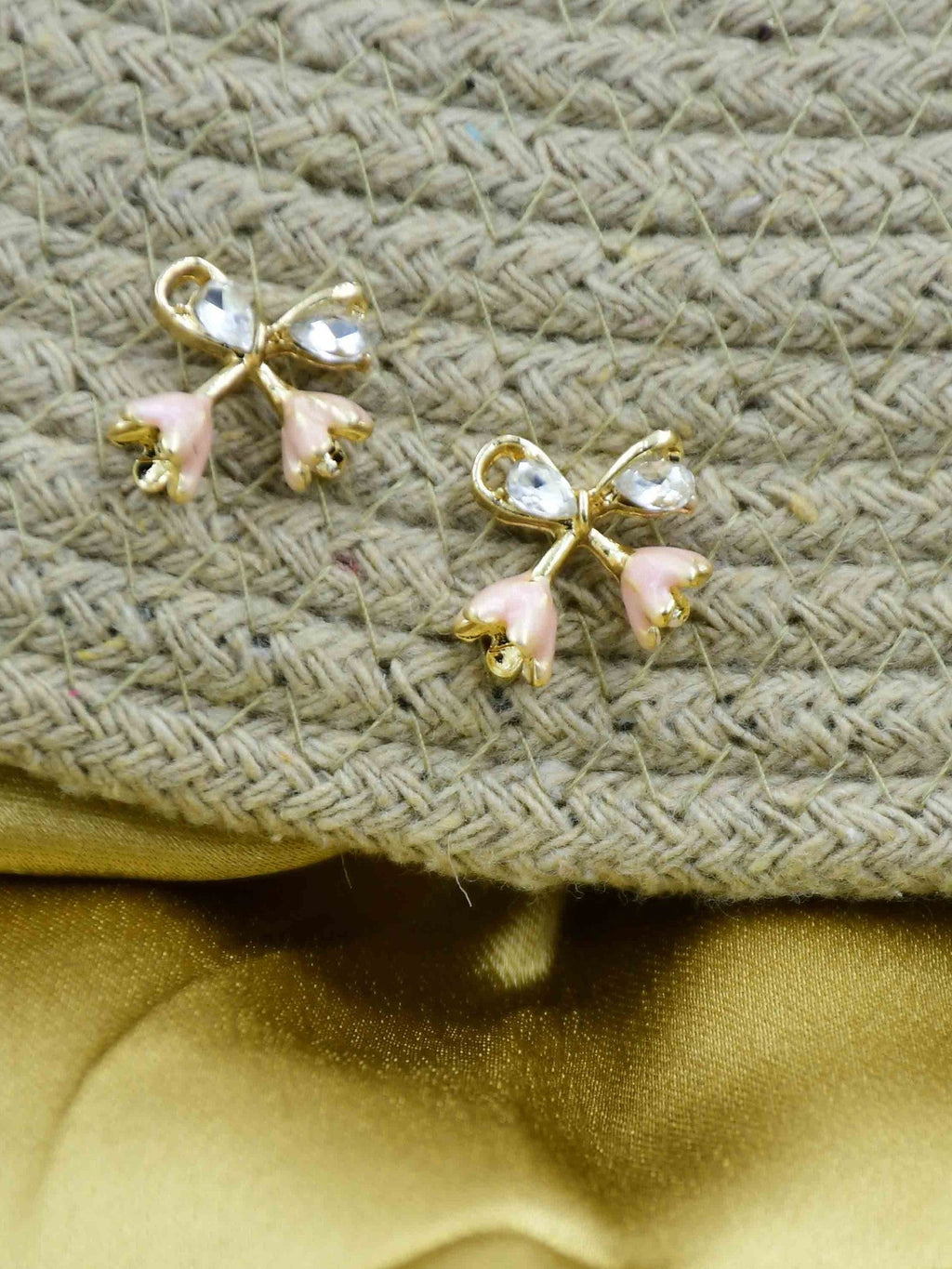Pink Bow Tulip Studs - Attractive Sister