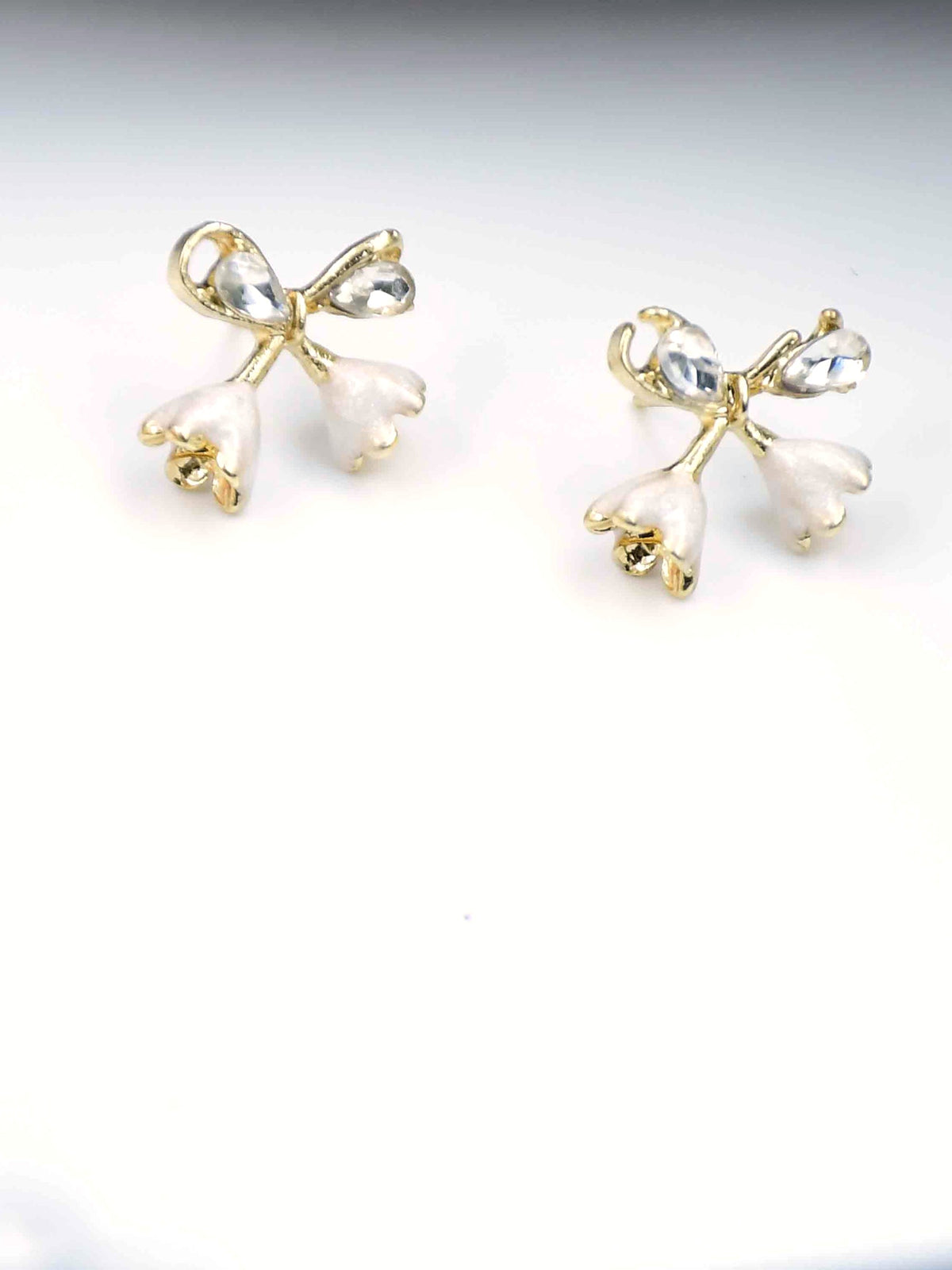 White Bow Tulip Studs - Attractive Sister