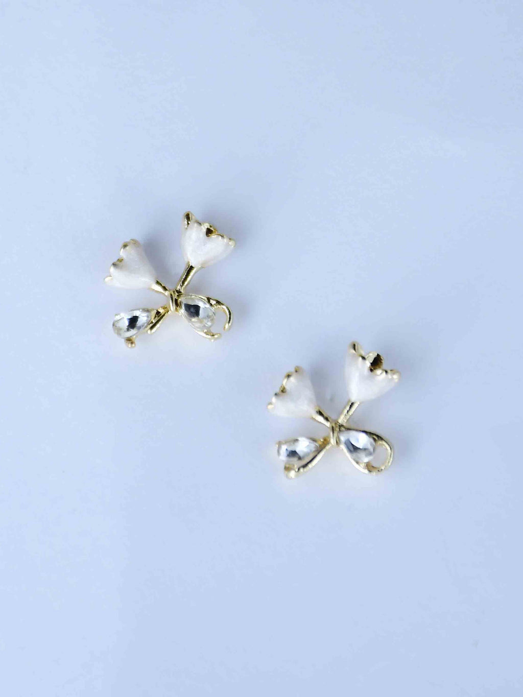 White Bow Tulip Studs - Attractive Sister