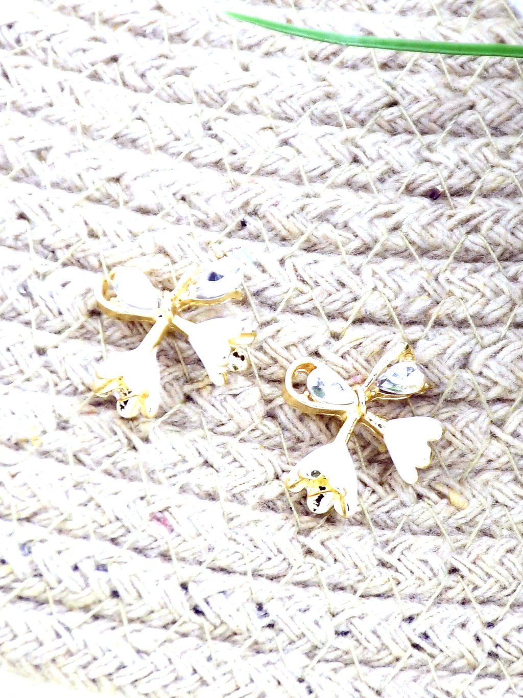 White Bow Tulip Studs - Attractive Sister
