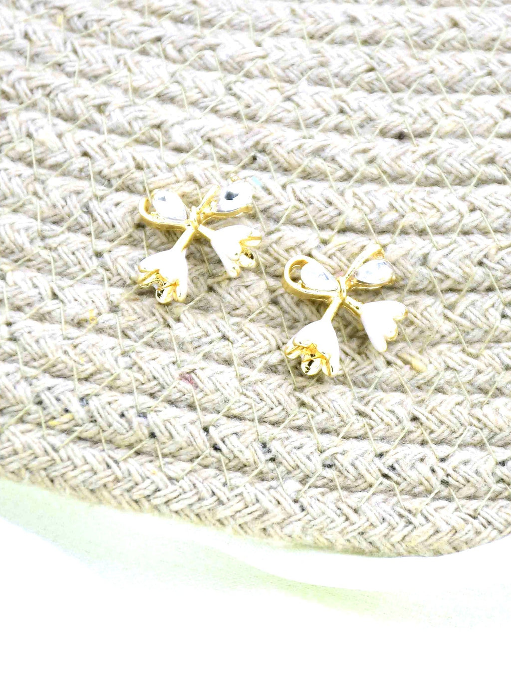 White Bow Tulip Studs - Attractive Sister