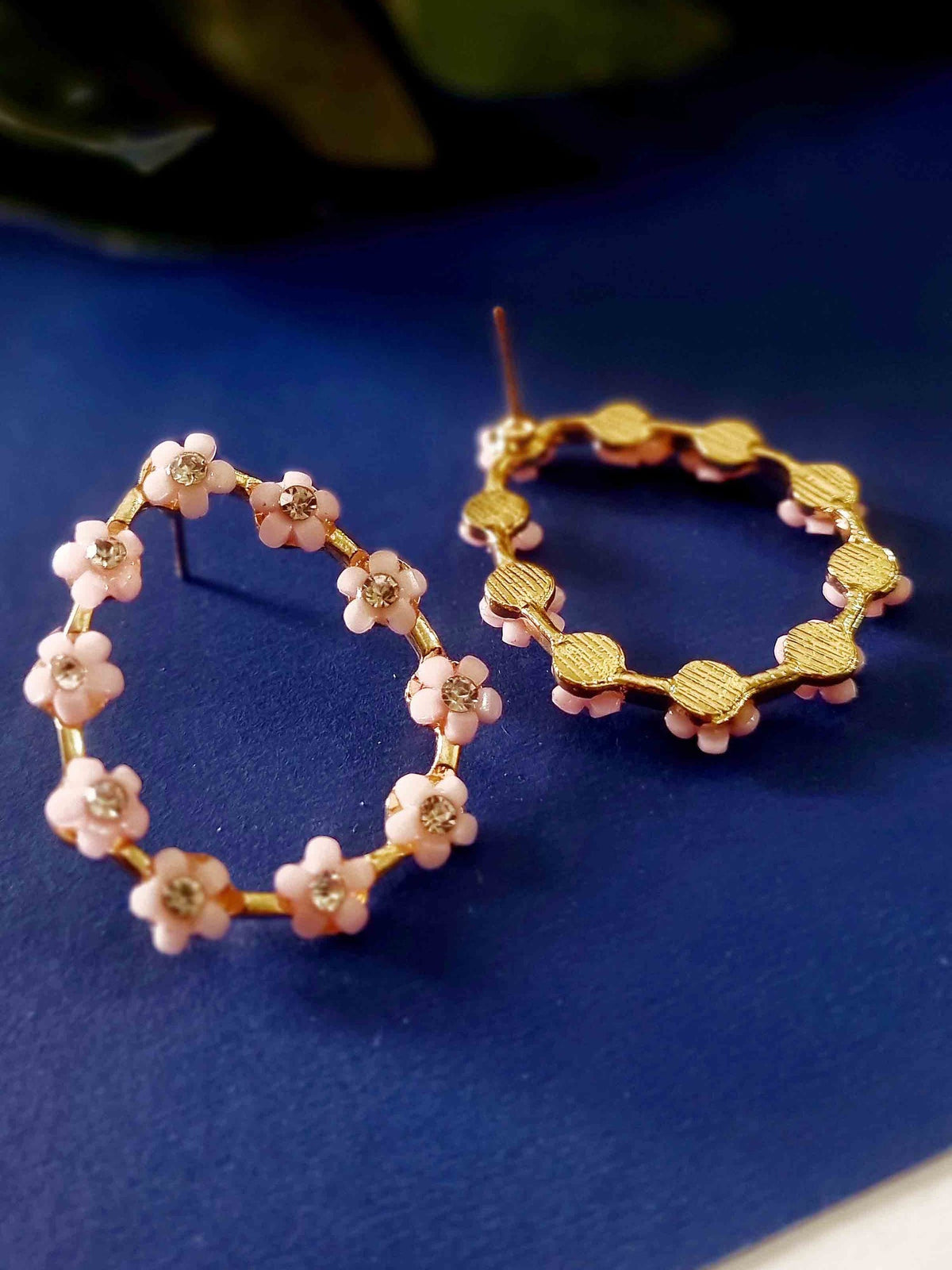 Pink Flower Teardrop Hoops - Attractive Sister