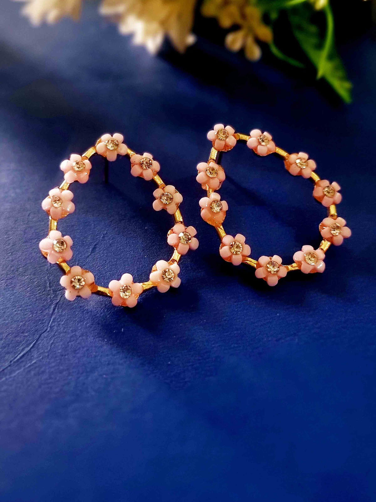 Pink Flower Teardrop Hoops - Attractive Sister