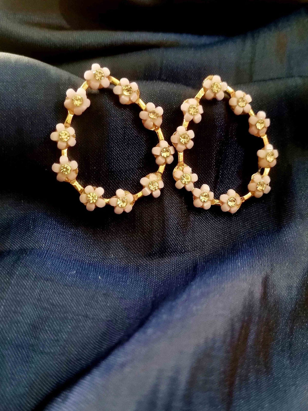 Pink Flower Teardrop Hoops - Attractive Sister