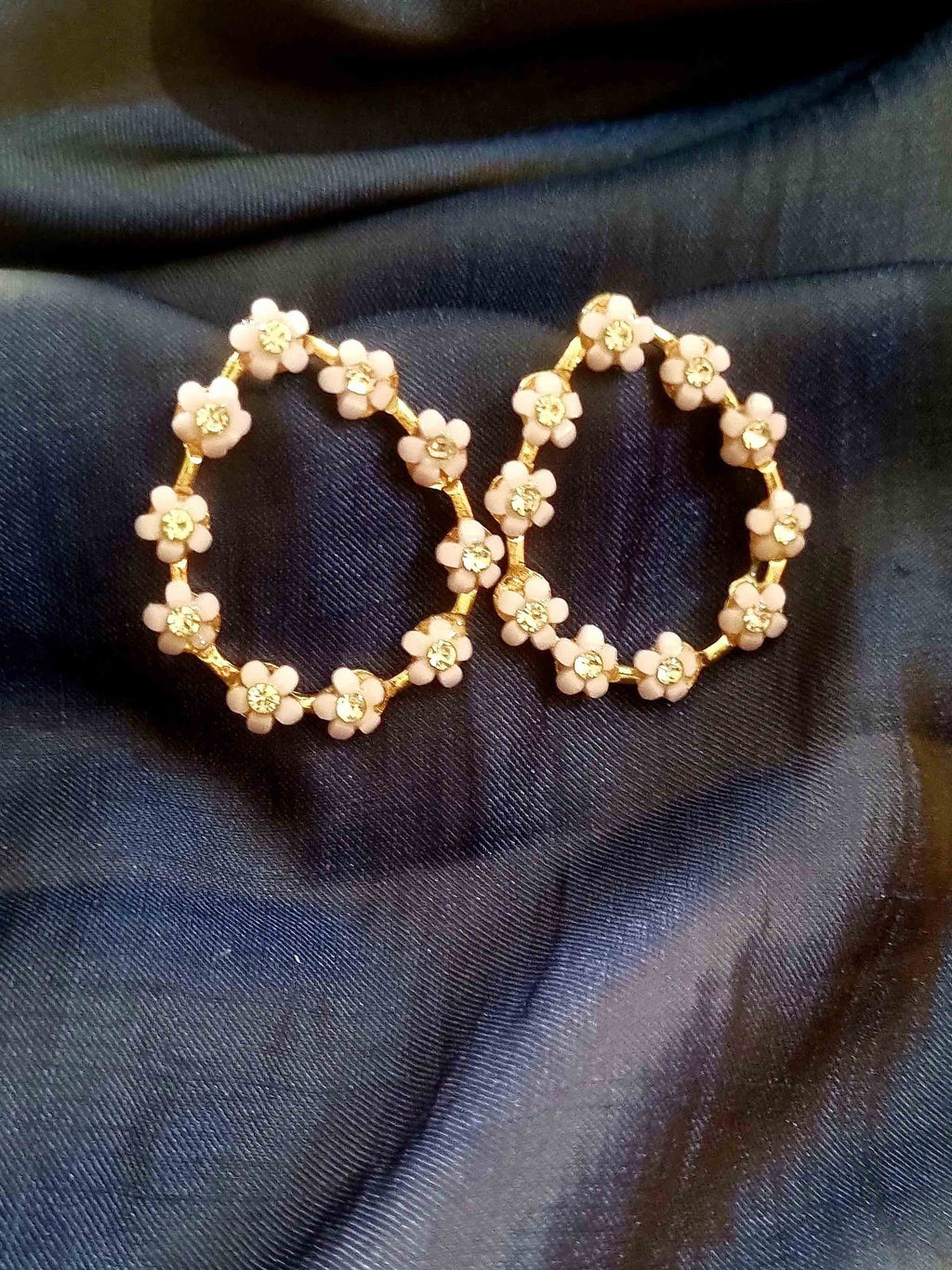 Pink Flower Teardrop Hoops - Attractive Sister