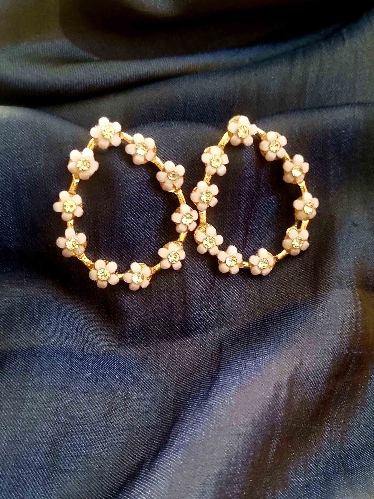 Pink Flower Teardrop Hoops - Attractive Sister