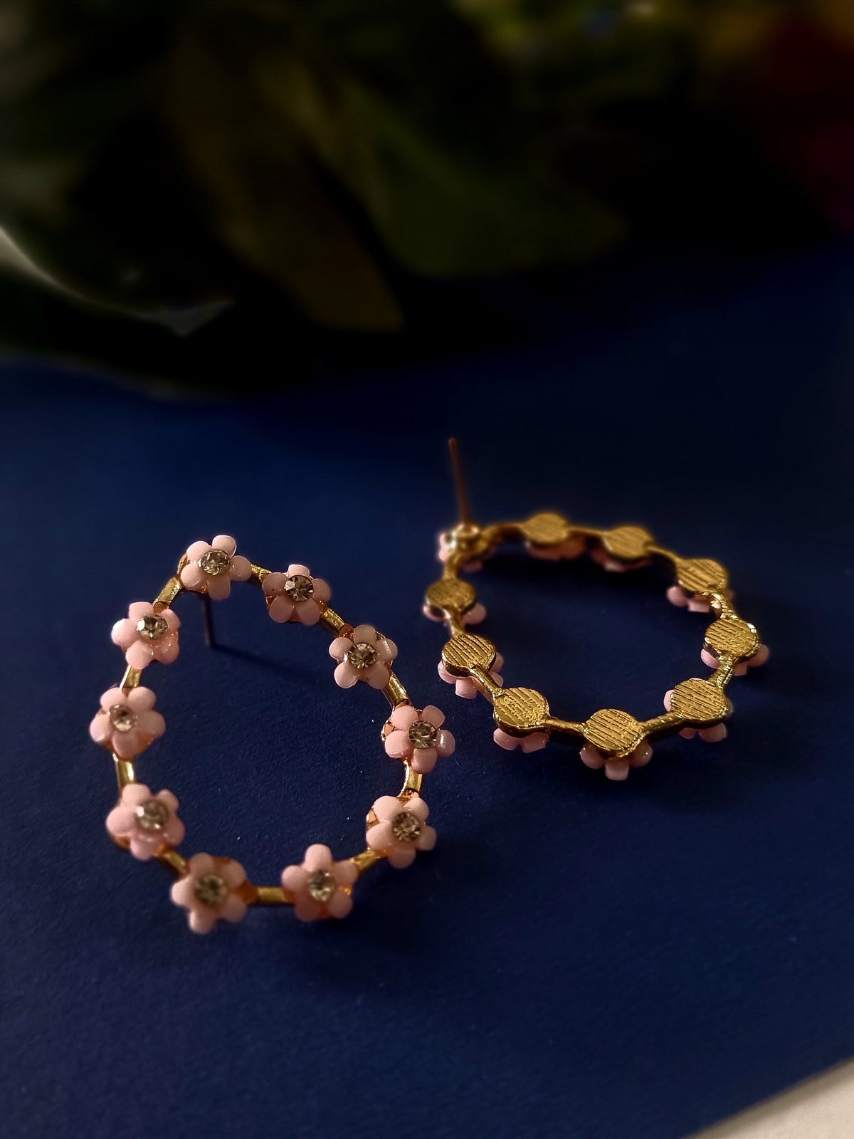 Pink Flower Teardrop Hoops - Attractive Sister