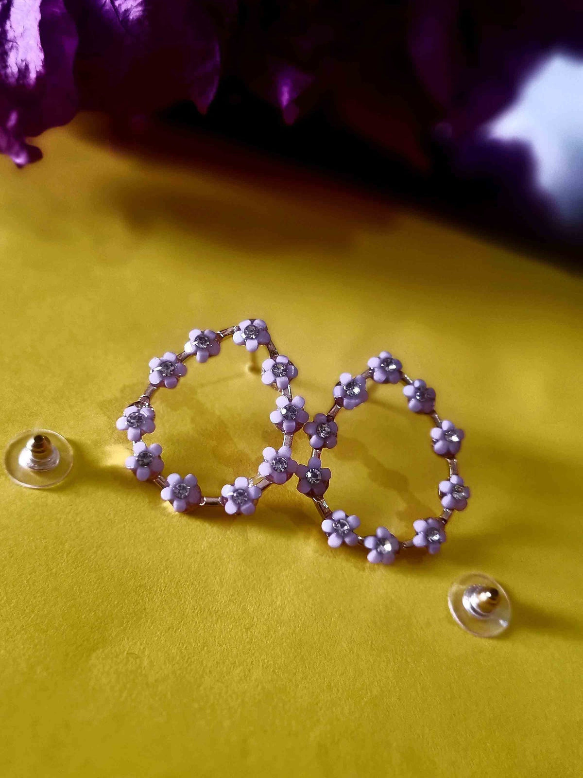 Purple Flower Teardrop Hoops - Attractive Sister