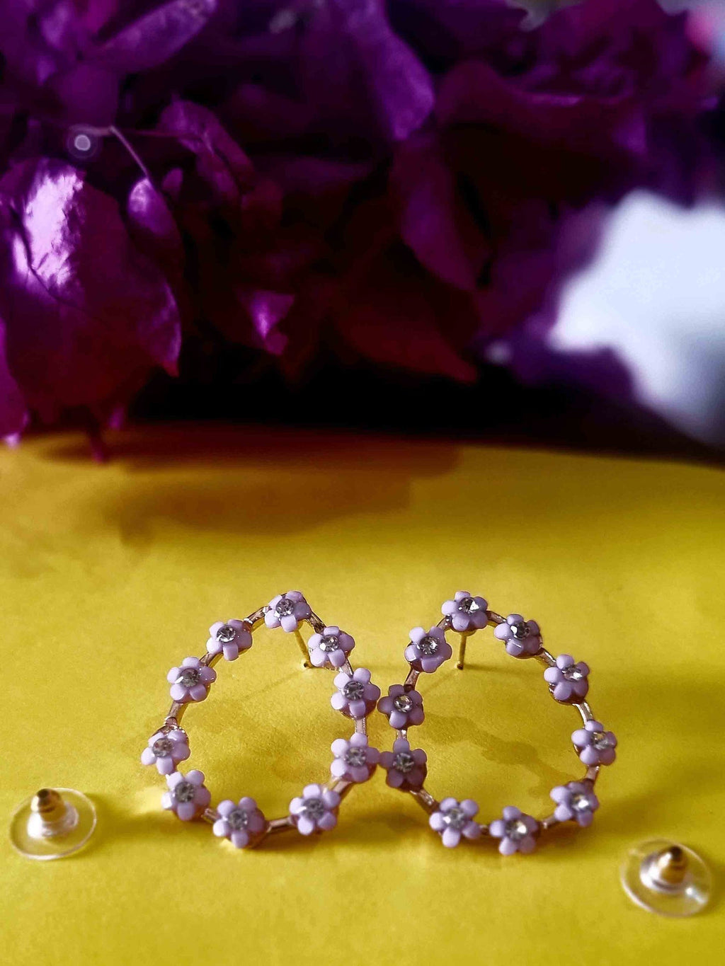 Purple Flower Teardrop Hoops - Attractive Sister