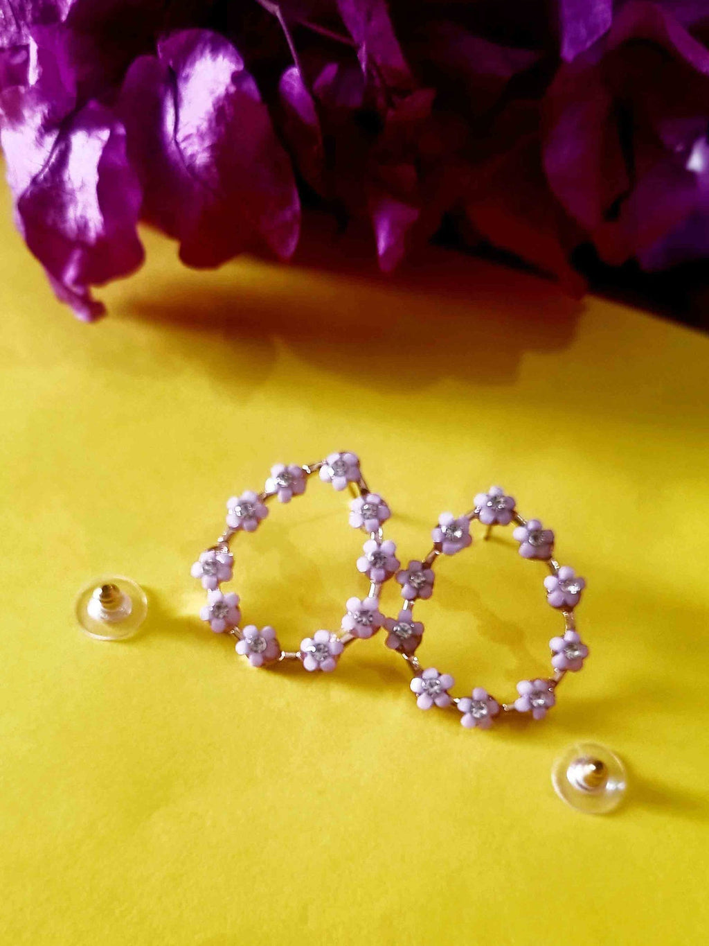 Purple Flower Teardrop Hoops - Attractive Sister