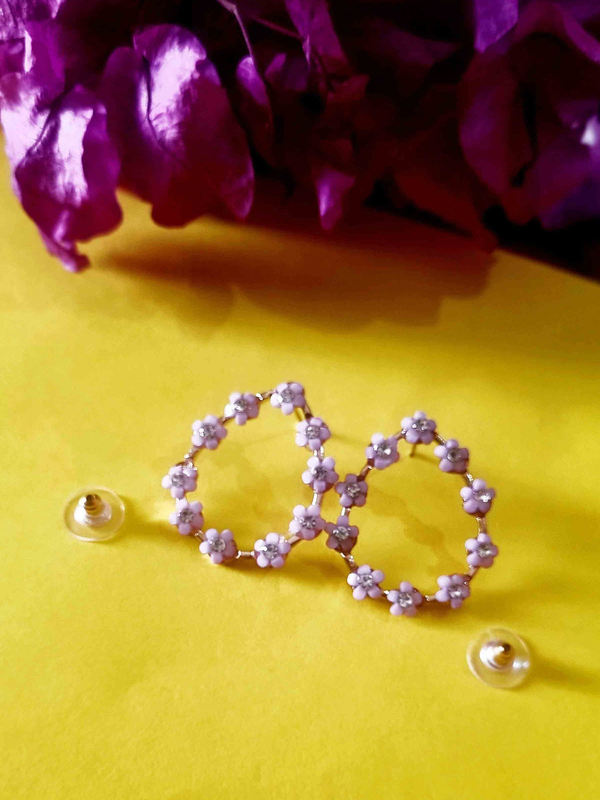 Purple Flower Teardrop Hoops - Attractive Sister