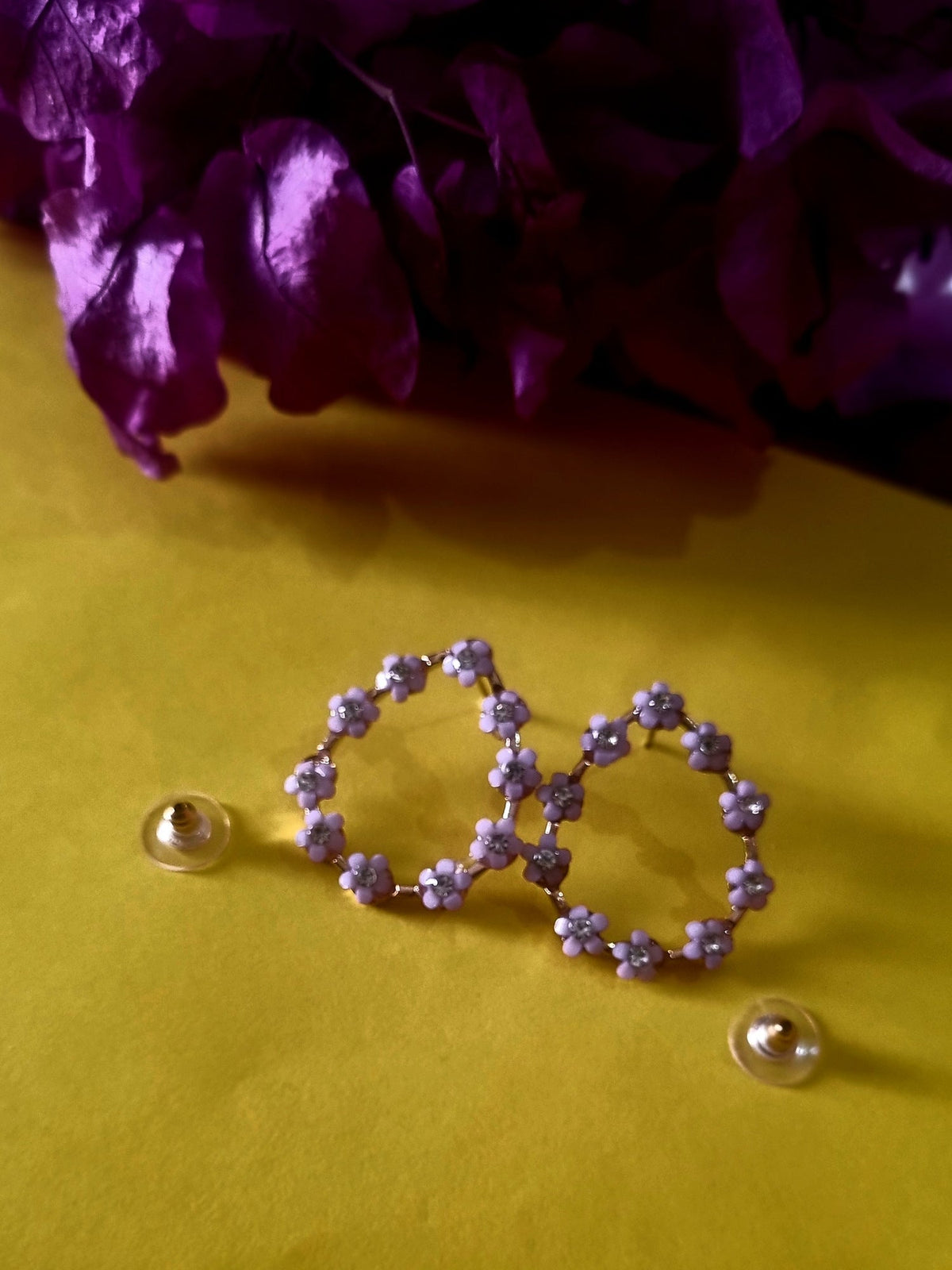 Purple Flower Teardrop Hoops - Attractive Sister