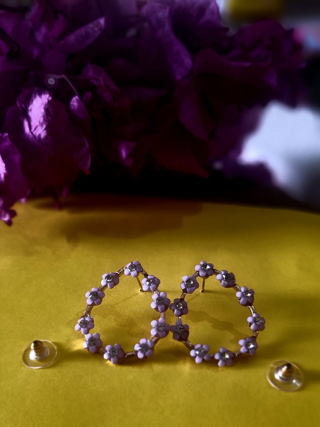 Purple Flower Teardrop Hoops - Attractive Sister