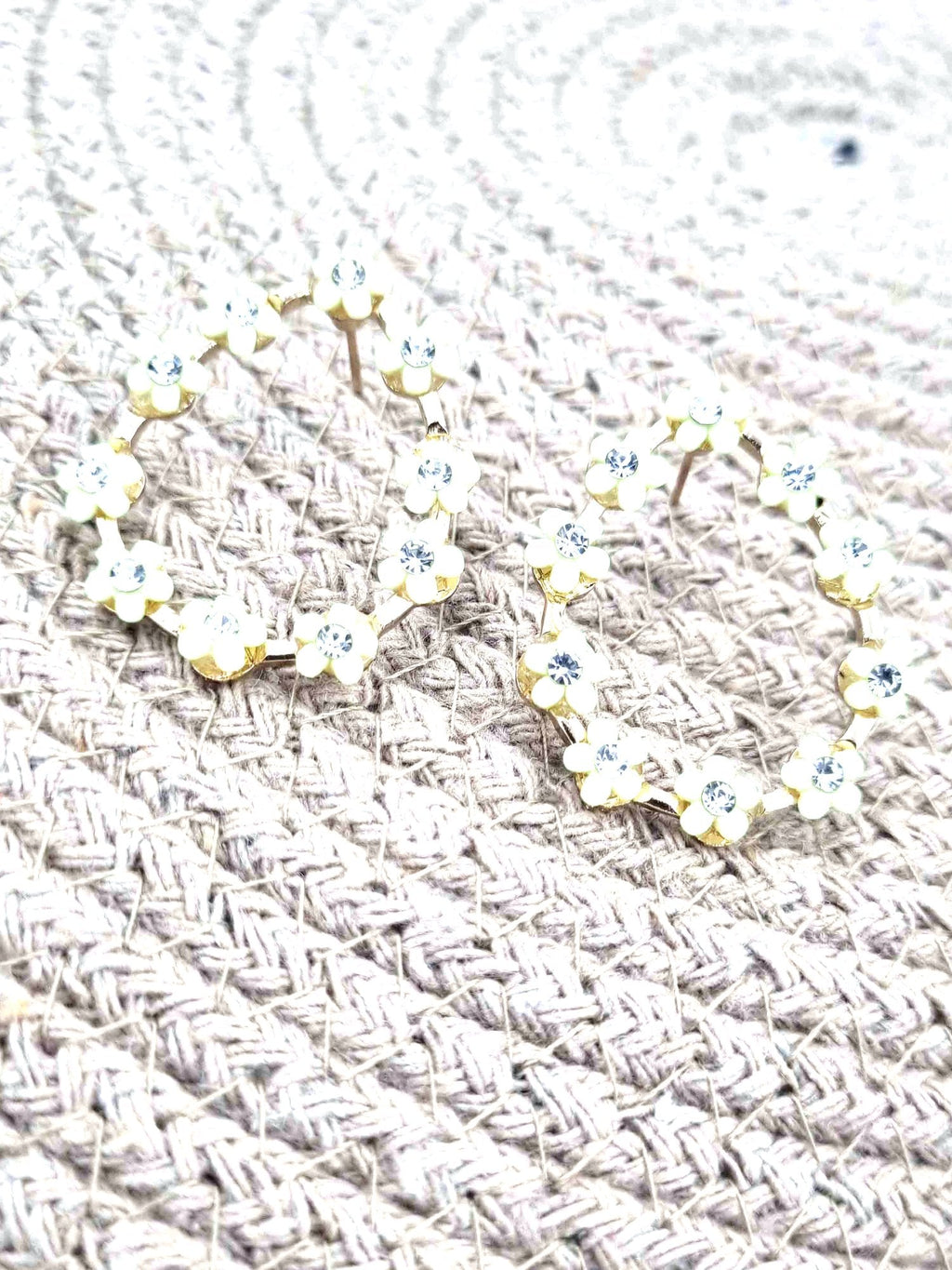 White Flower Teardrop Hoops - Attractive Sister