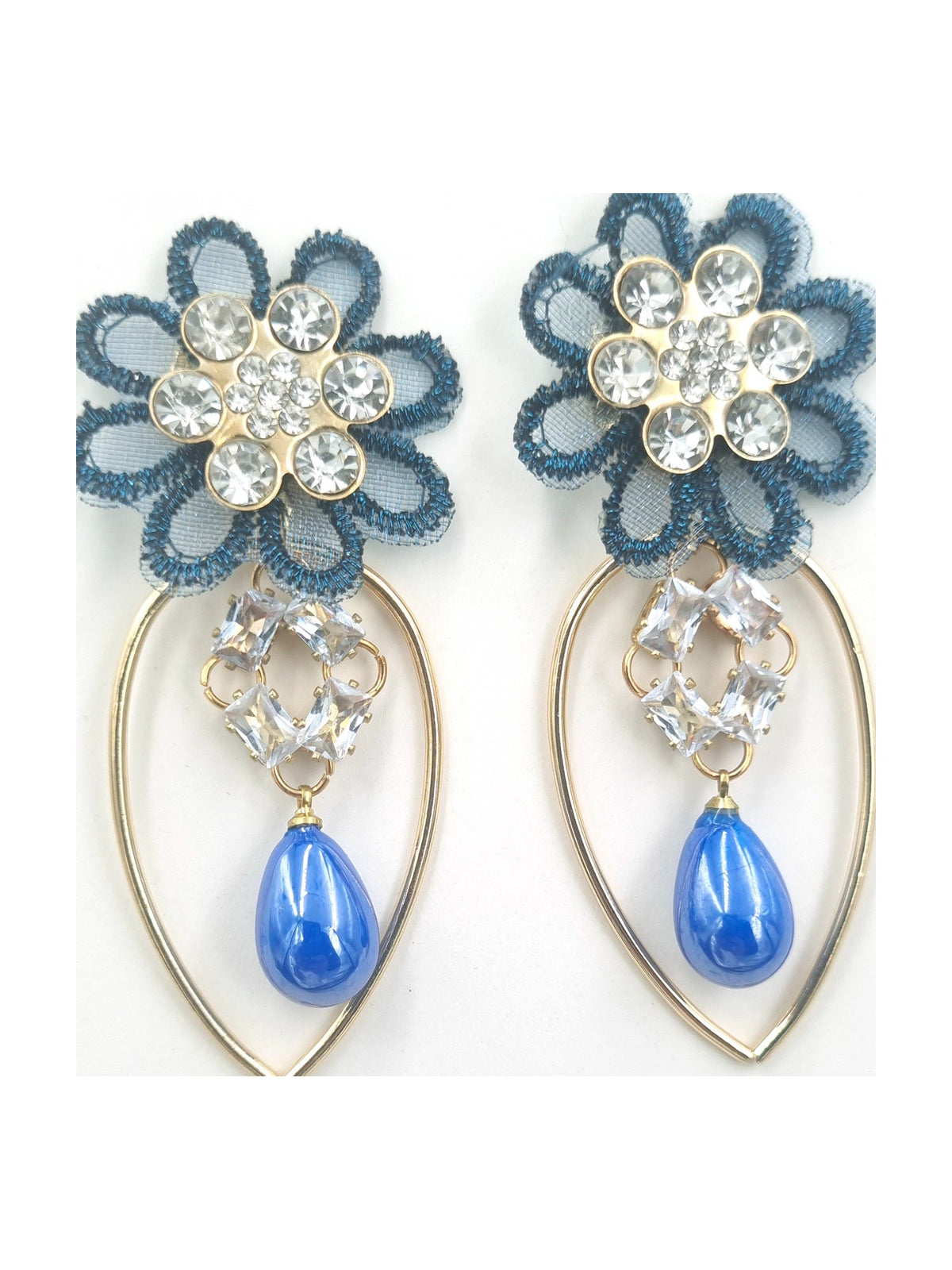 Blue Floral Pearl Drops - Attractive Sister