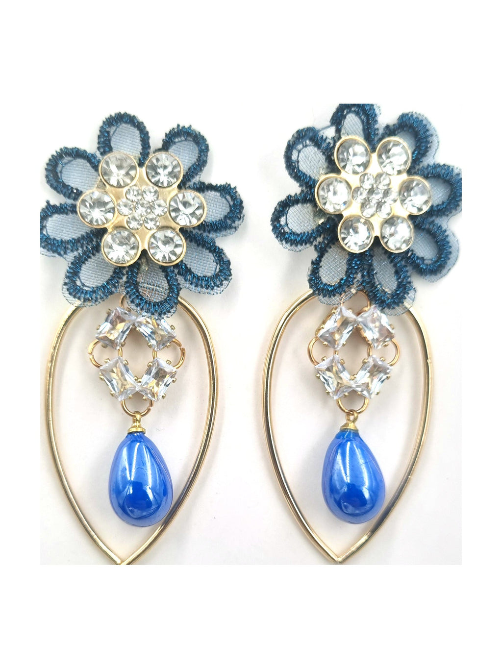 Blue Floral Pearl Drops - Attractive Sister