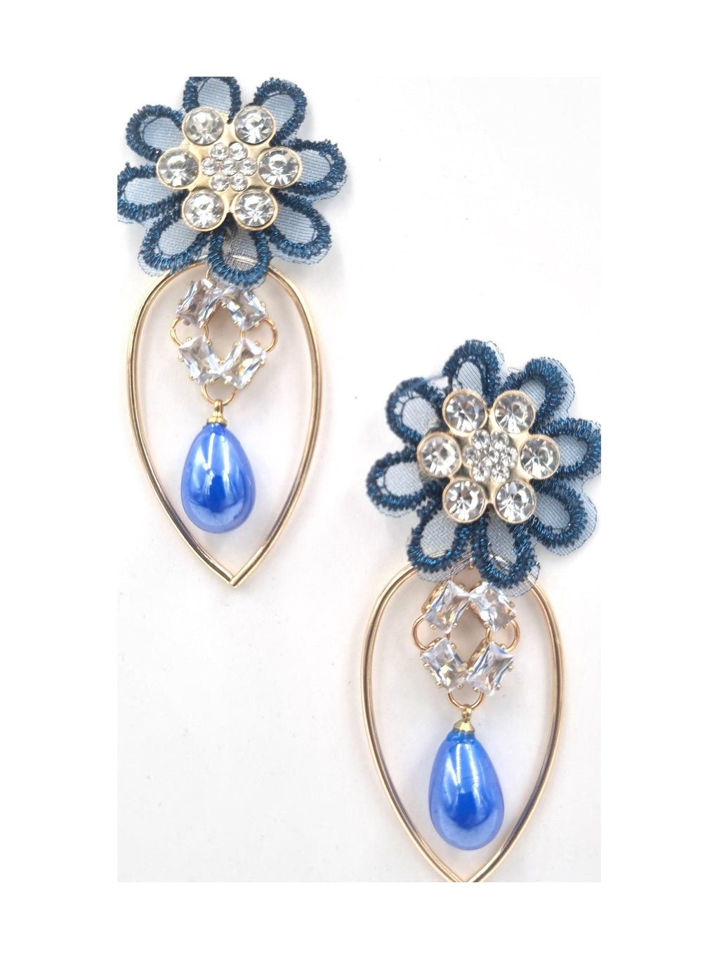 Blue Floral Pearl Drops - Attractive Sister