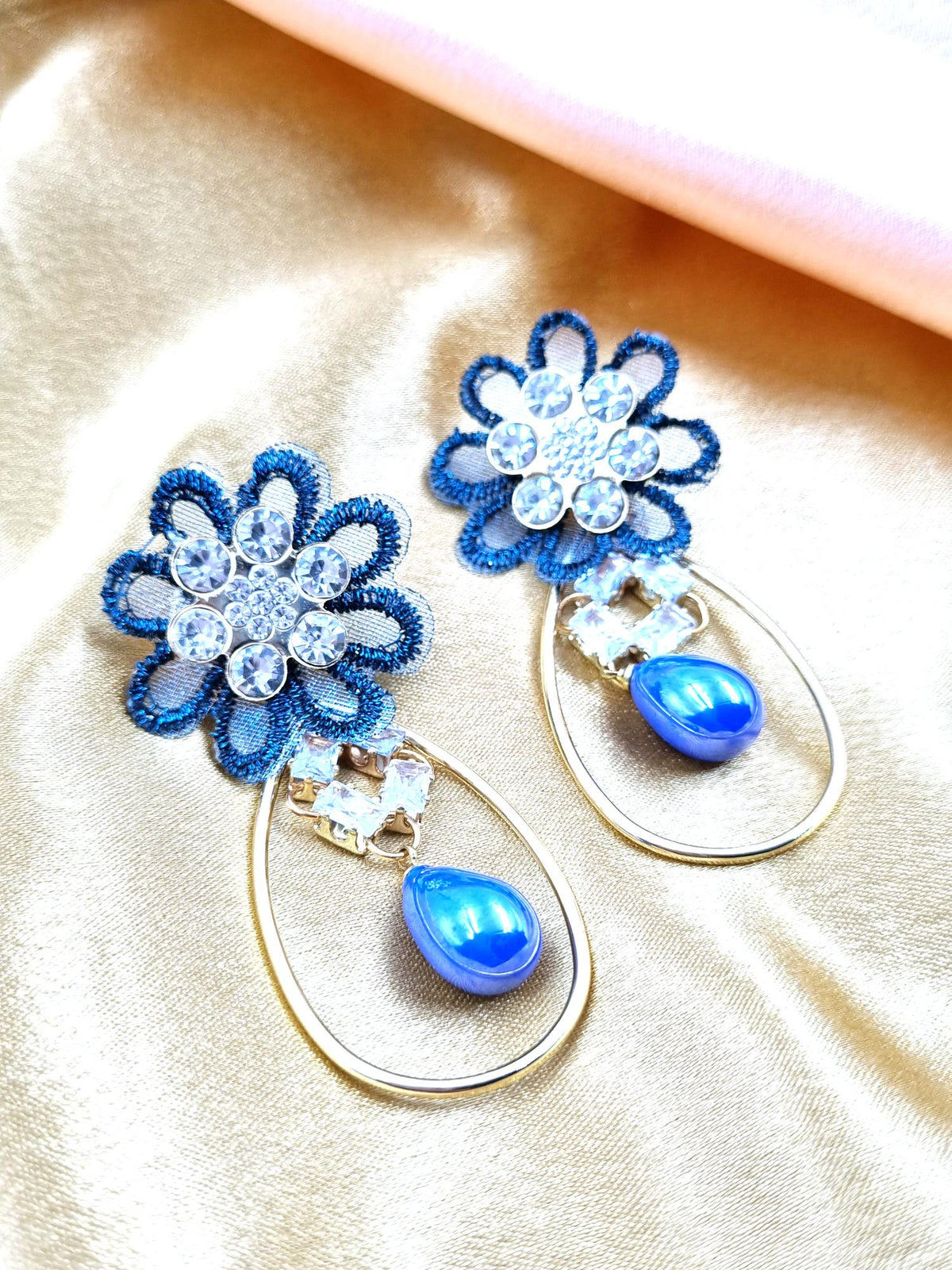 Blue Floral Pearl Drops - Attractive Sister