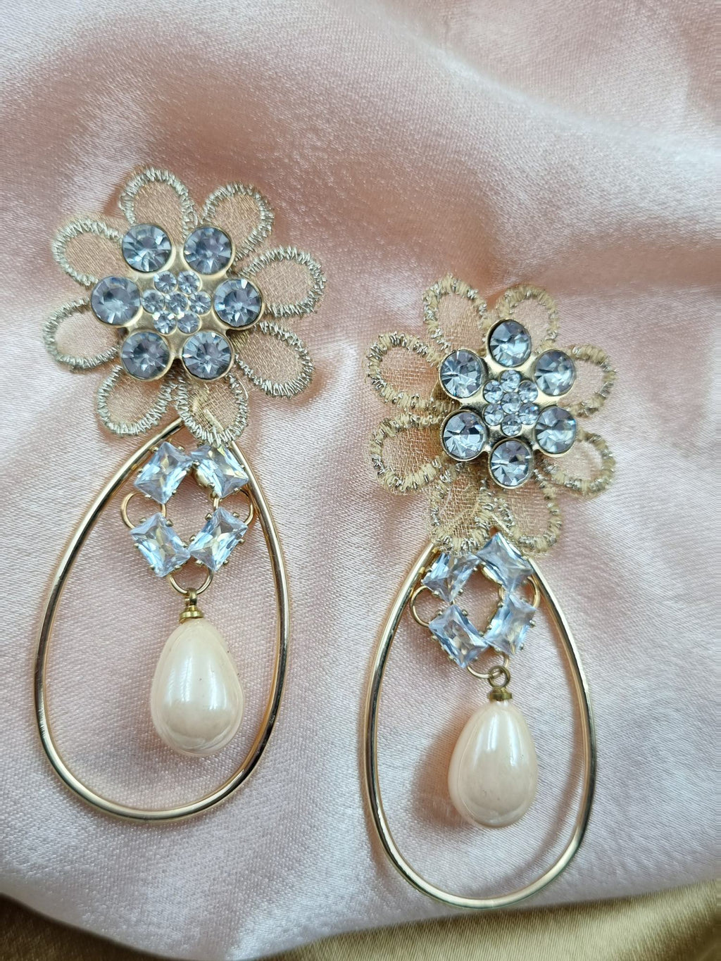 Peach Floral Pearl Drops - Attractive Sister