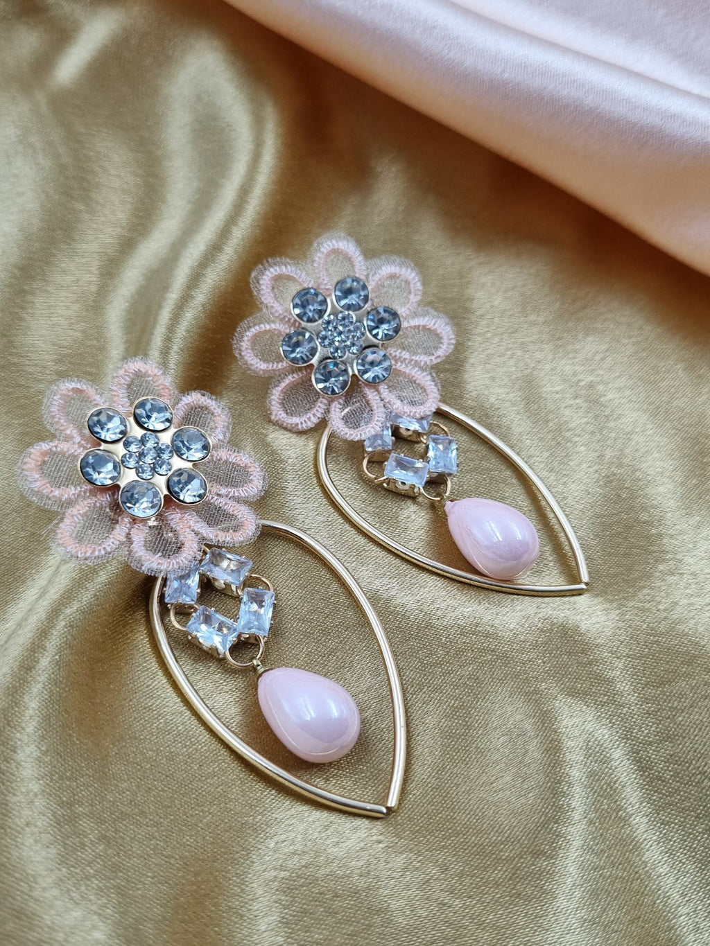 Pink Floral Pearl Drops - Attractive Sister