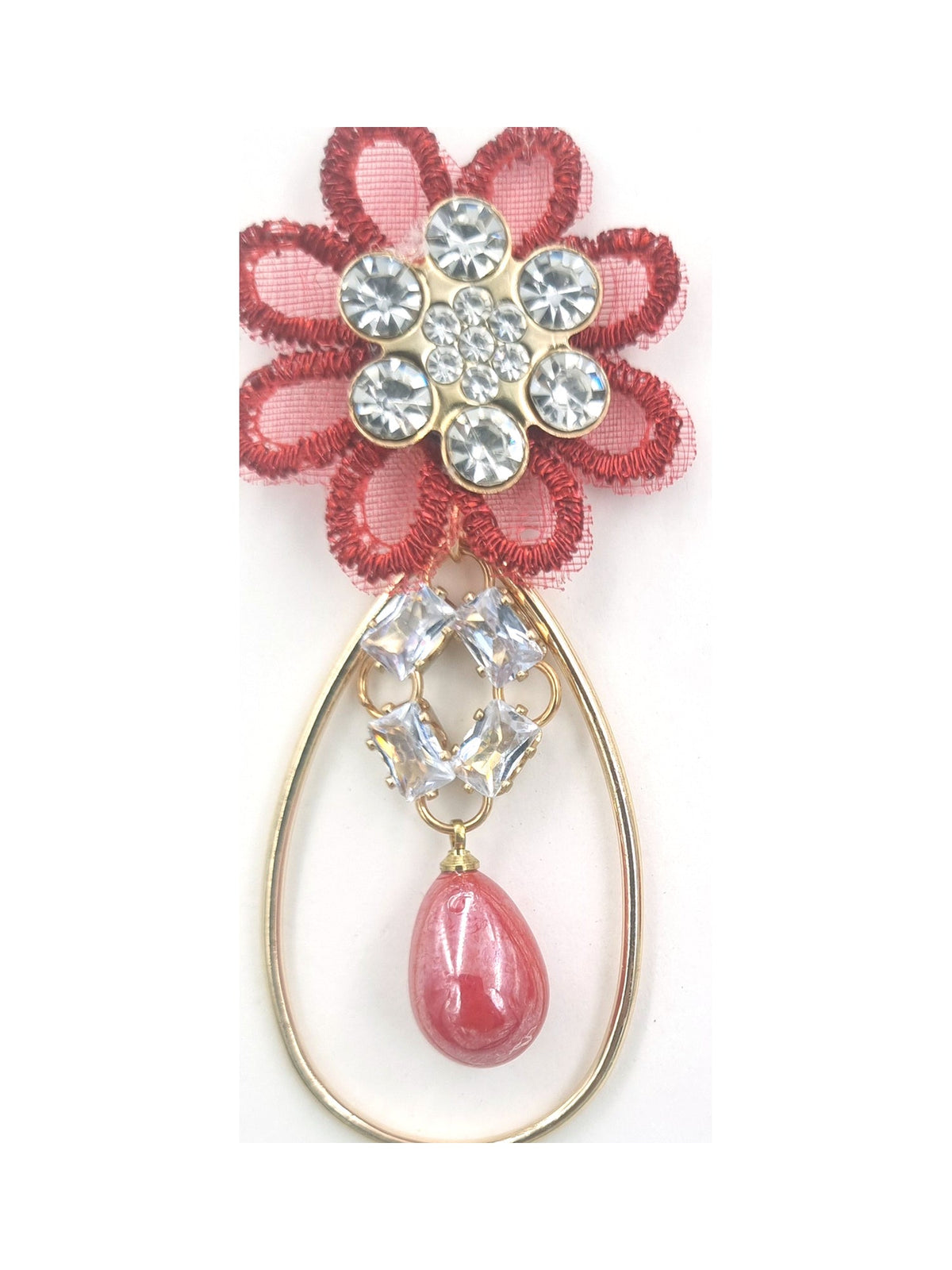 Red Floral Pearl Drops - Attractive Sister