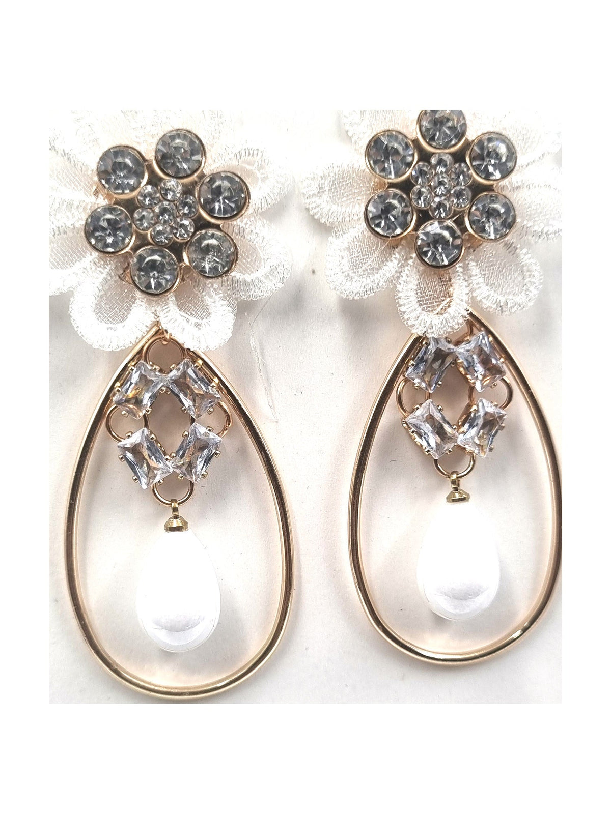 White Floral Pearl Drops - Attractive Sister