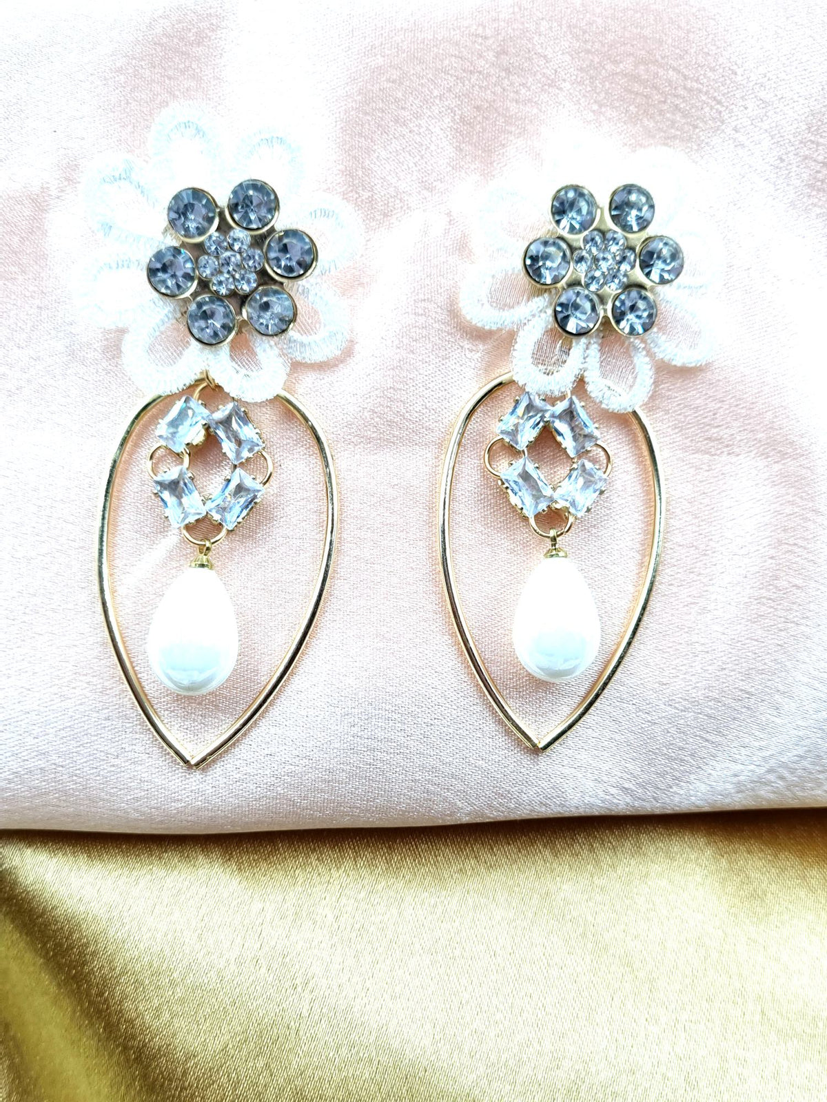 White Floral Pearl Drops - Attractive Sister