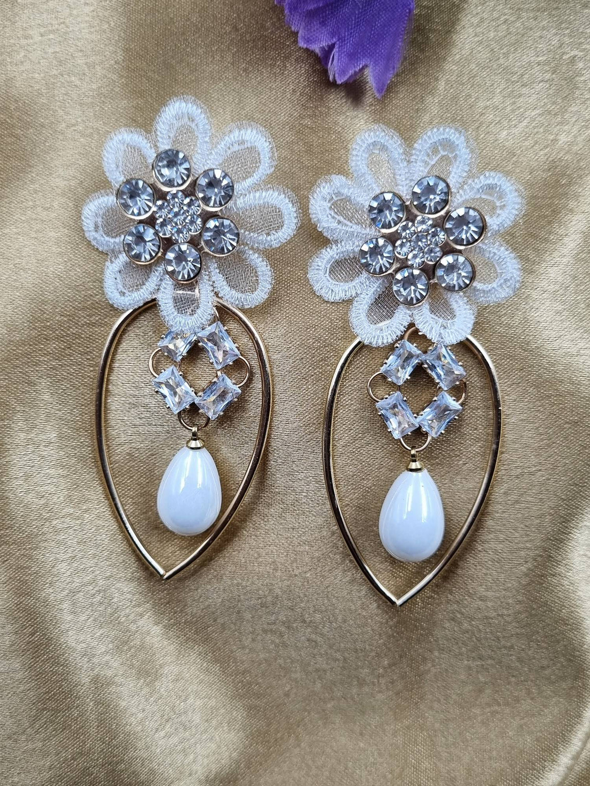 White Floral Pearl Drops - Attractive Sister
