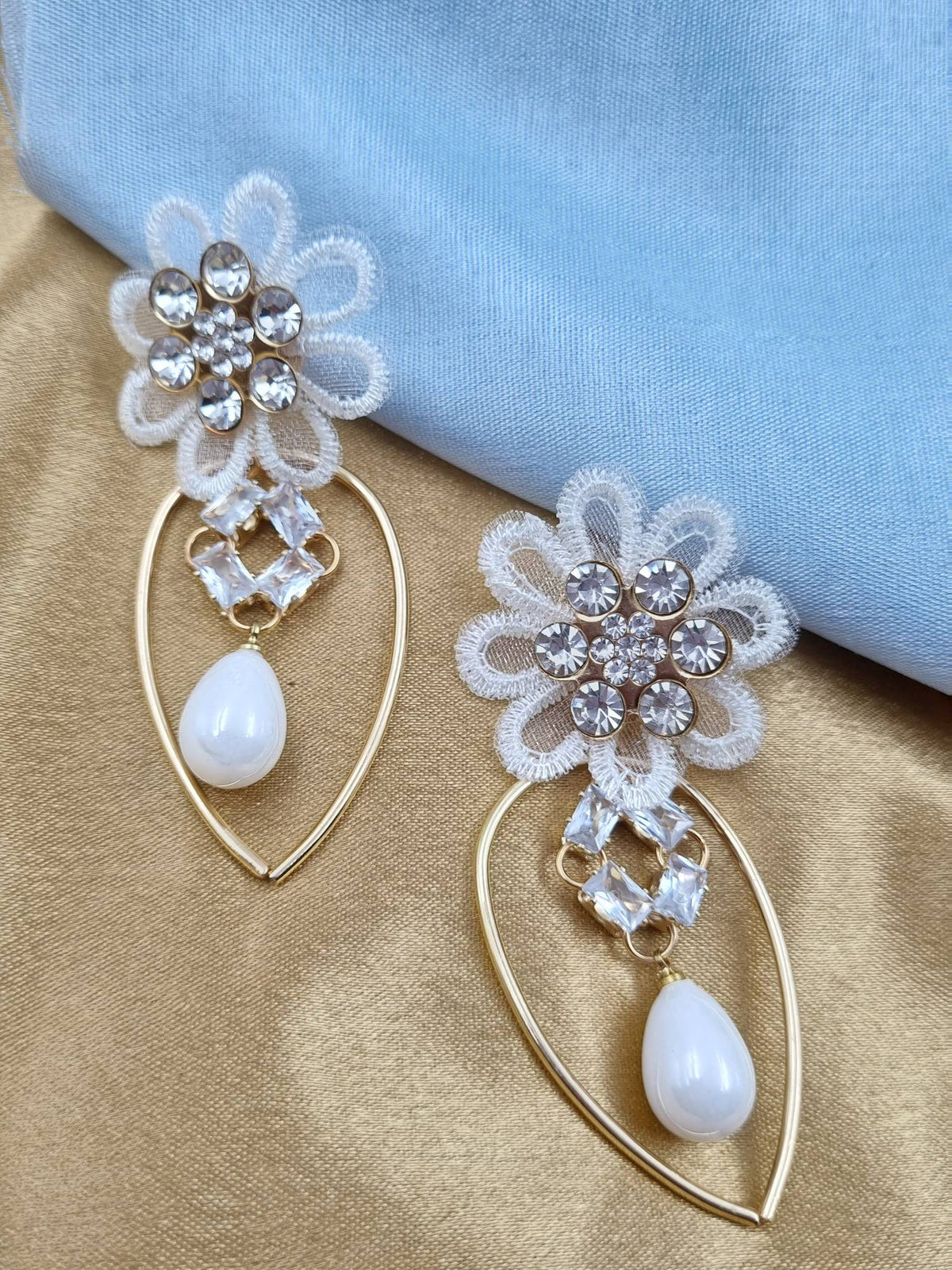 White Floral Pearl Drops - Attractive Sister