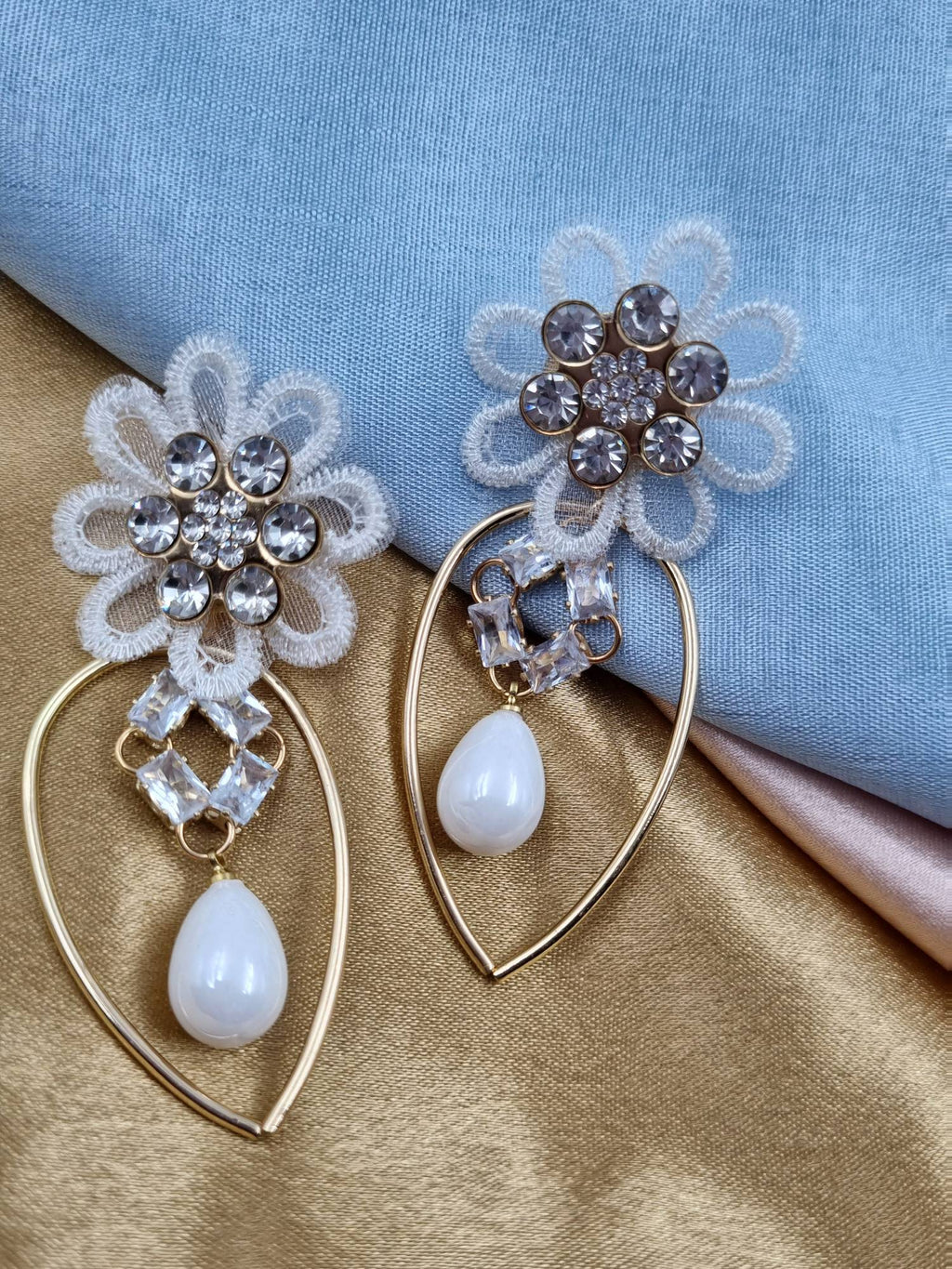 White Floral Pearl Drops - Attractive Sister