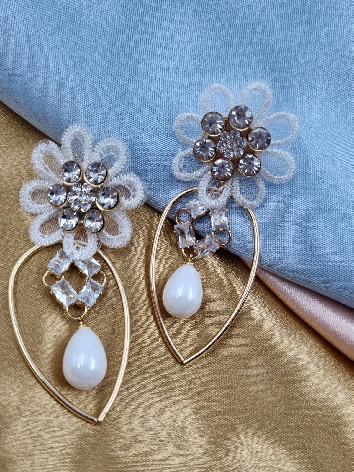 White Floral Pearl Drops - Attractive Sister