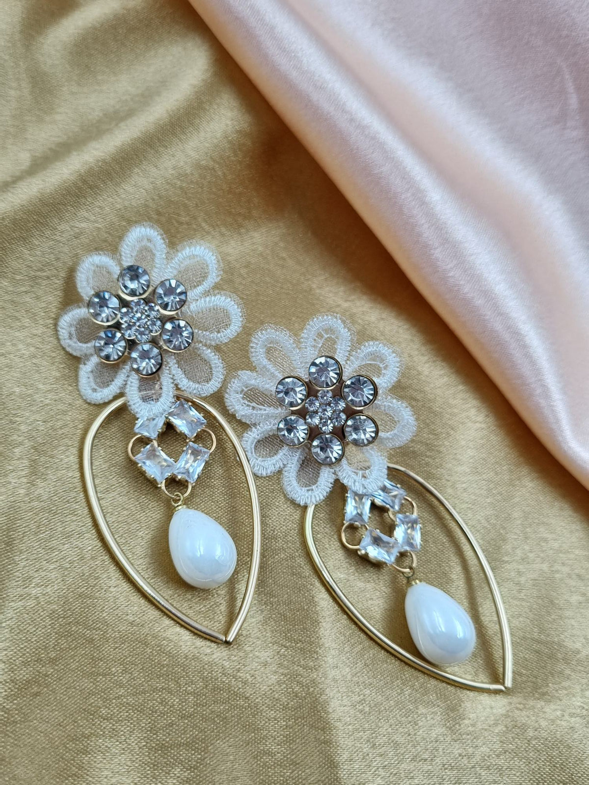 White Floral Pearl Drops - Attractive Sister