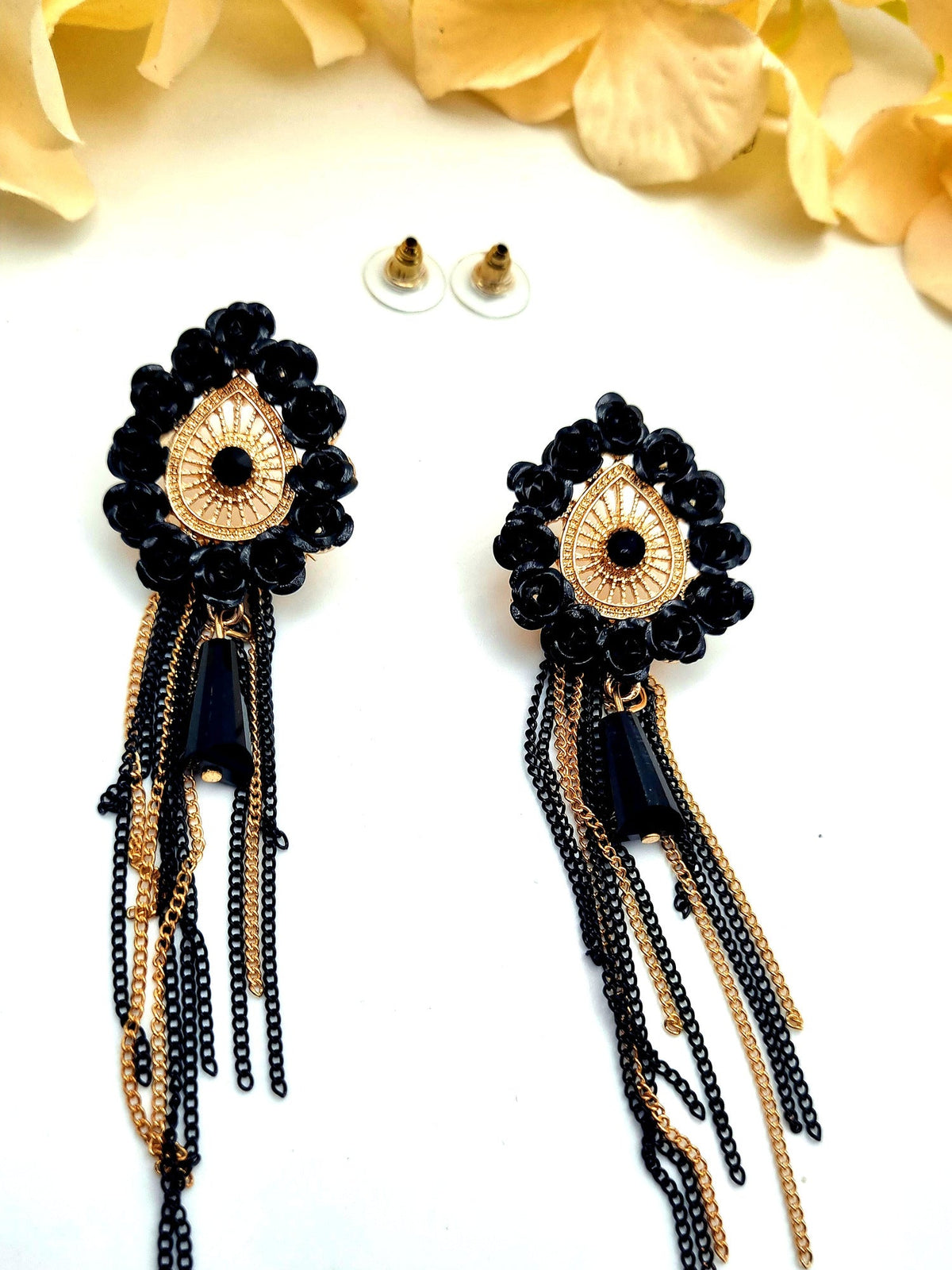 Black Beaded Tassel Drops - Attractive Sister