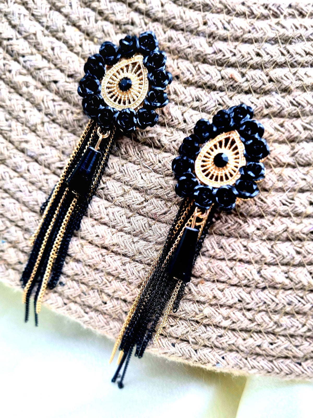 Black Beaded Tassel Drops - Attractive Sister