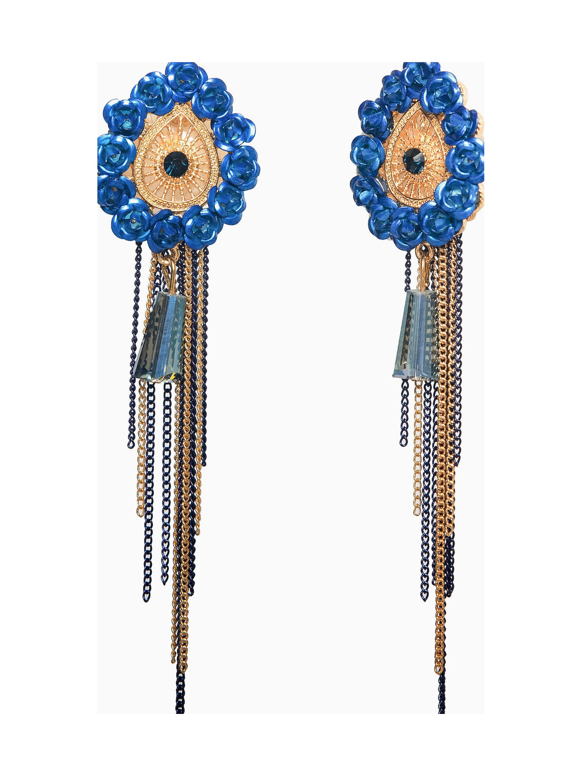 Blue Beaded Tassel Drops - Attractive Sister