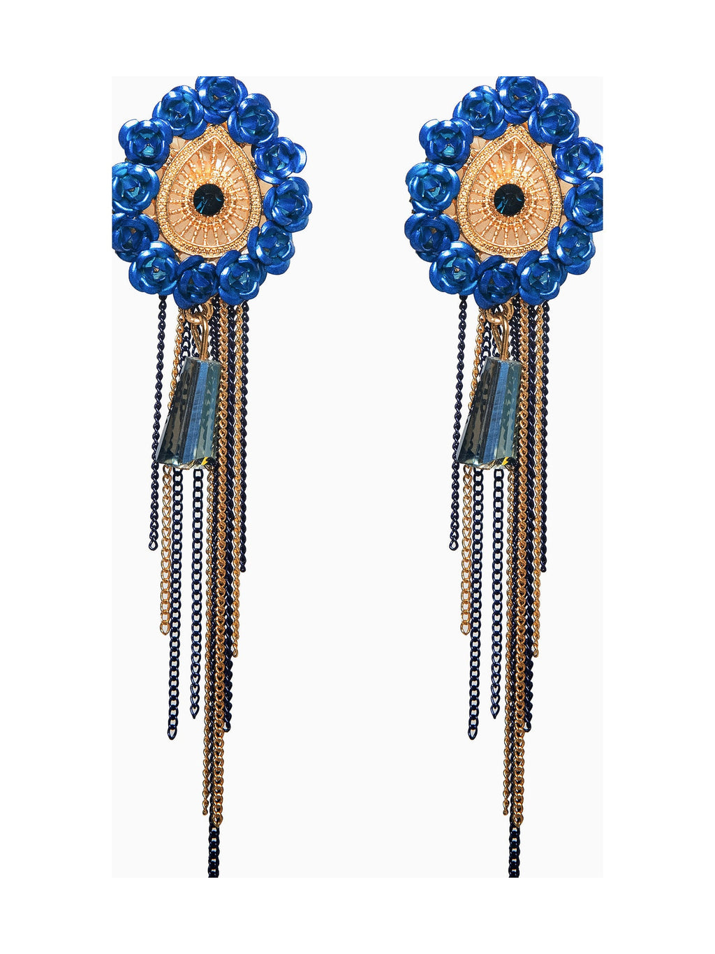 Blue Beaded Tassel Drops - Attractive Sister