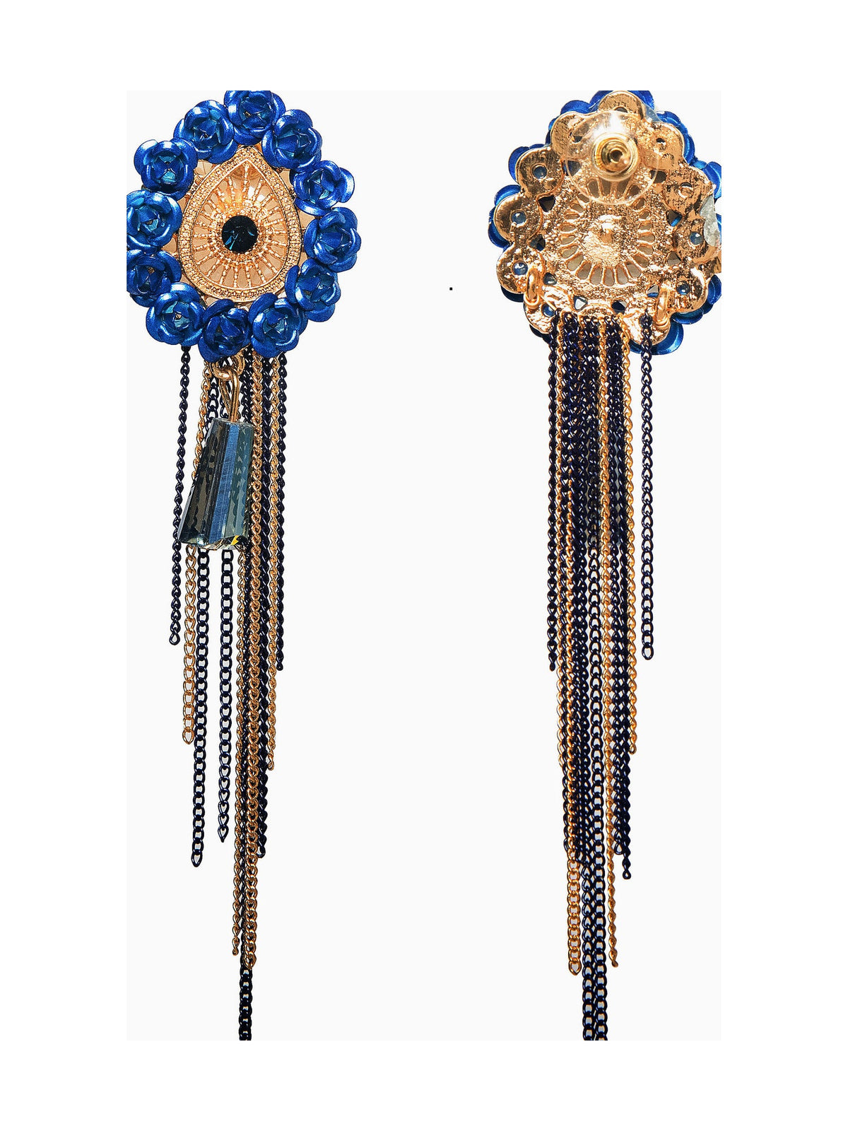 Blue Beaded Tassel Drops - Attractive Sister
