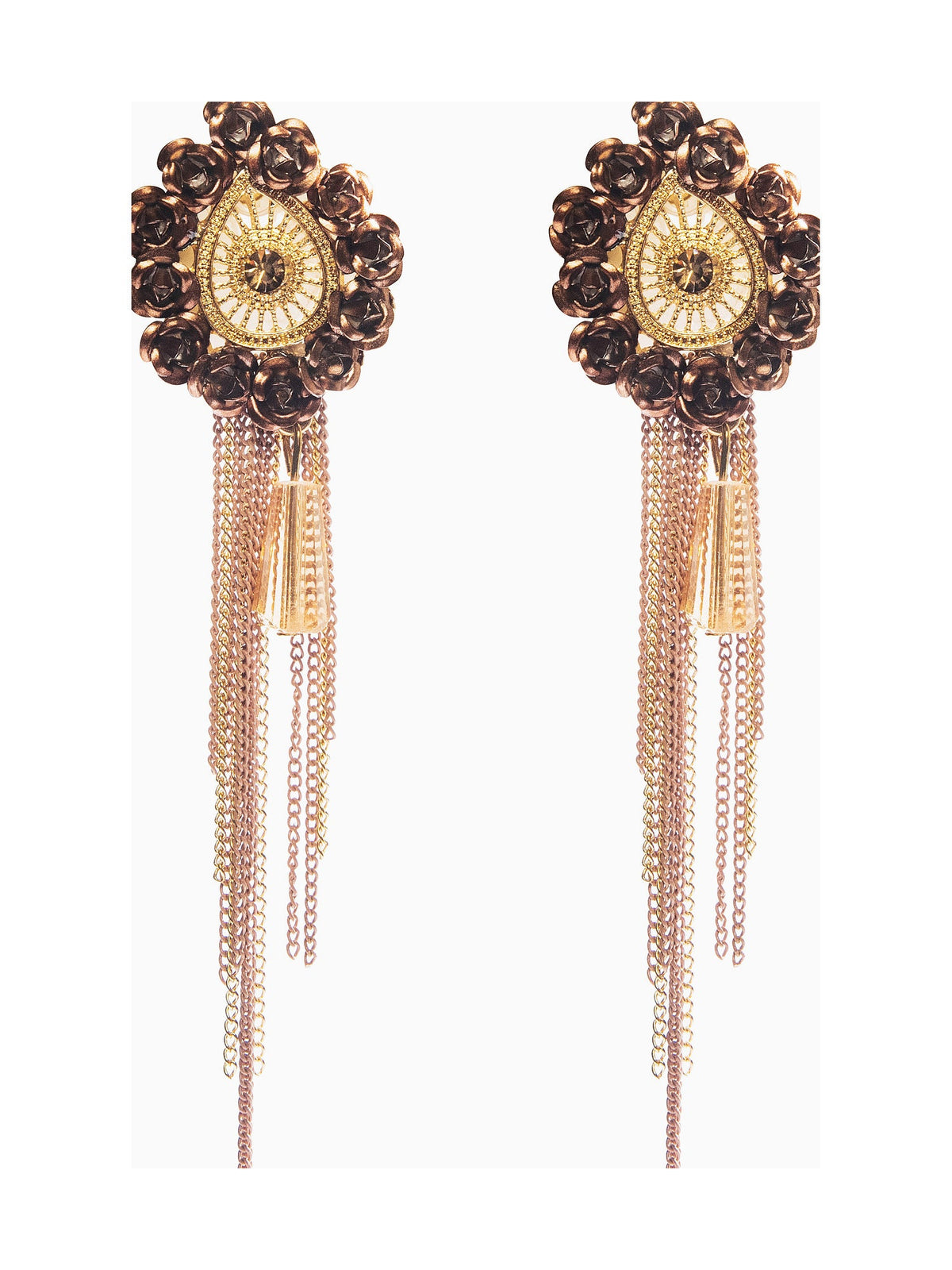 Brown Beaded Tassel Drops - Attractive Sister