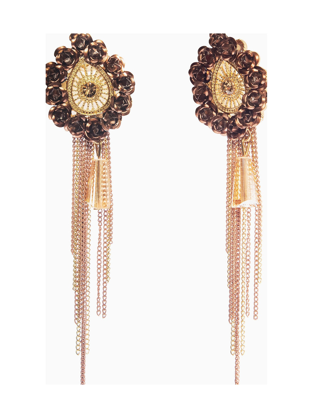 Brown Beaded Tassel Drops - Attractive Sister